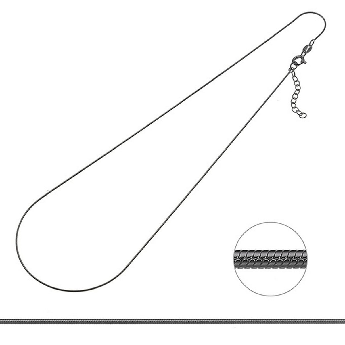 SIWF snake chain in black rhodium-plated 925 sterling silver