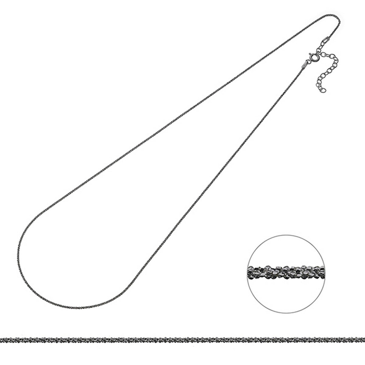 SIWF herringbone necklace in black rhodium-plated 925 sterling silver