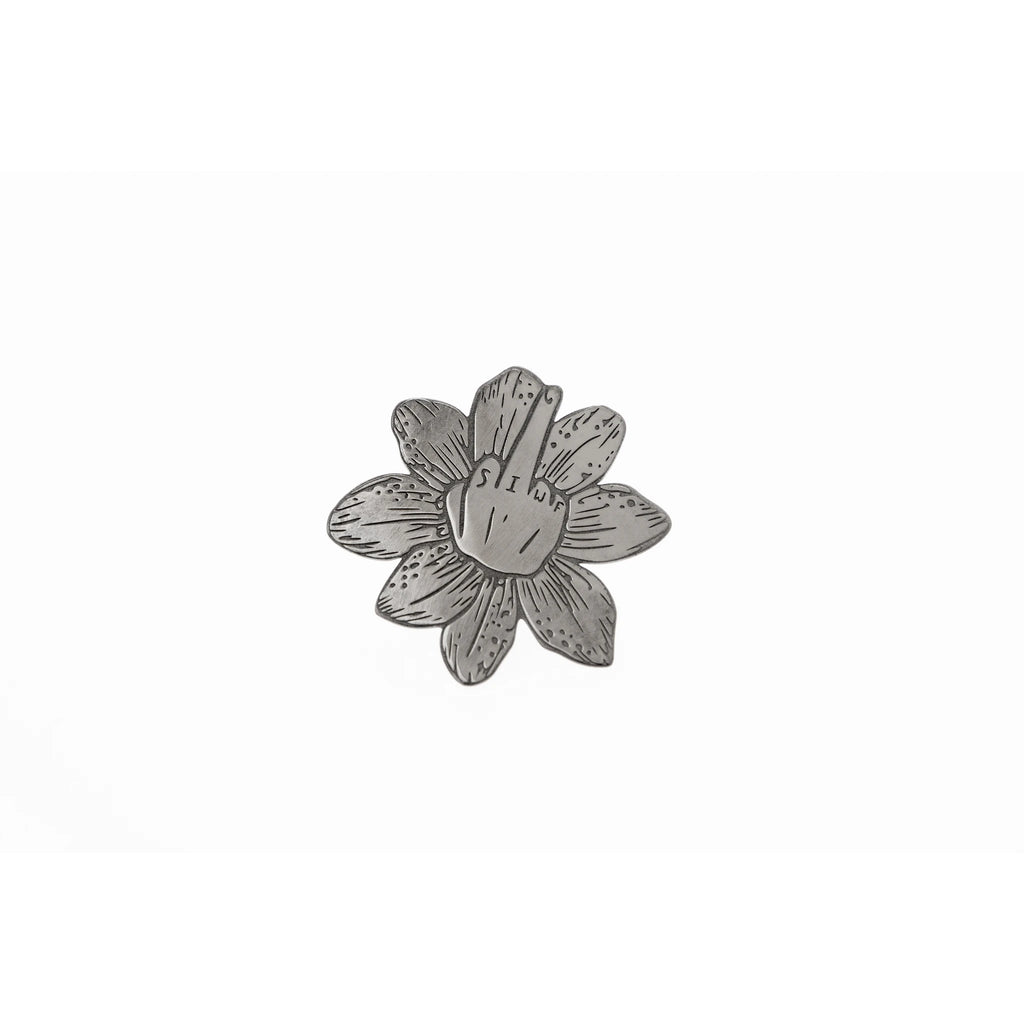 SIWF flower earrings in black rhodium-plated 925 sterling silver