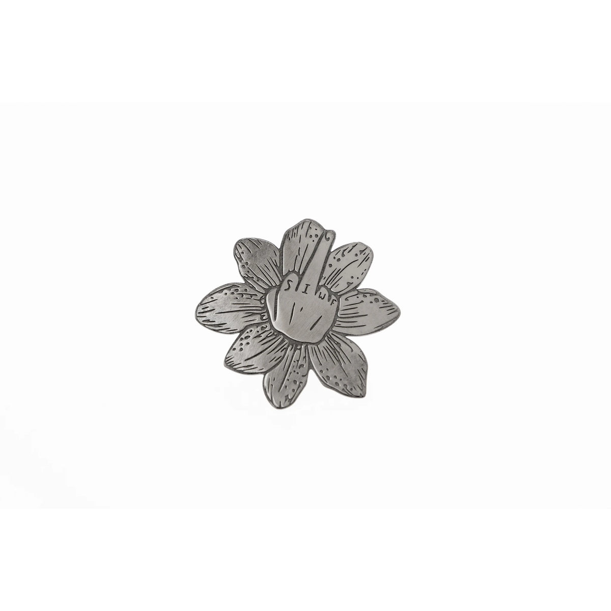 SIWF flower earrings in black rhodium-plated 925 sterling silver