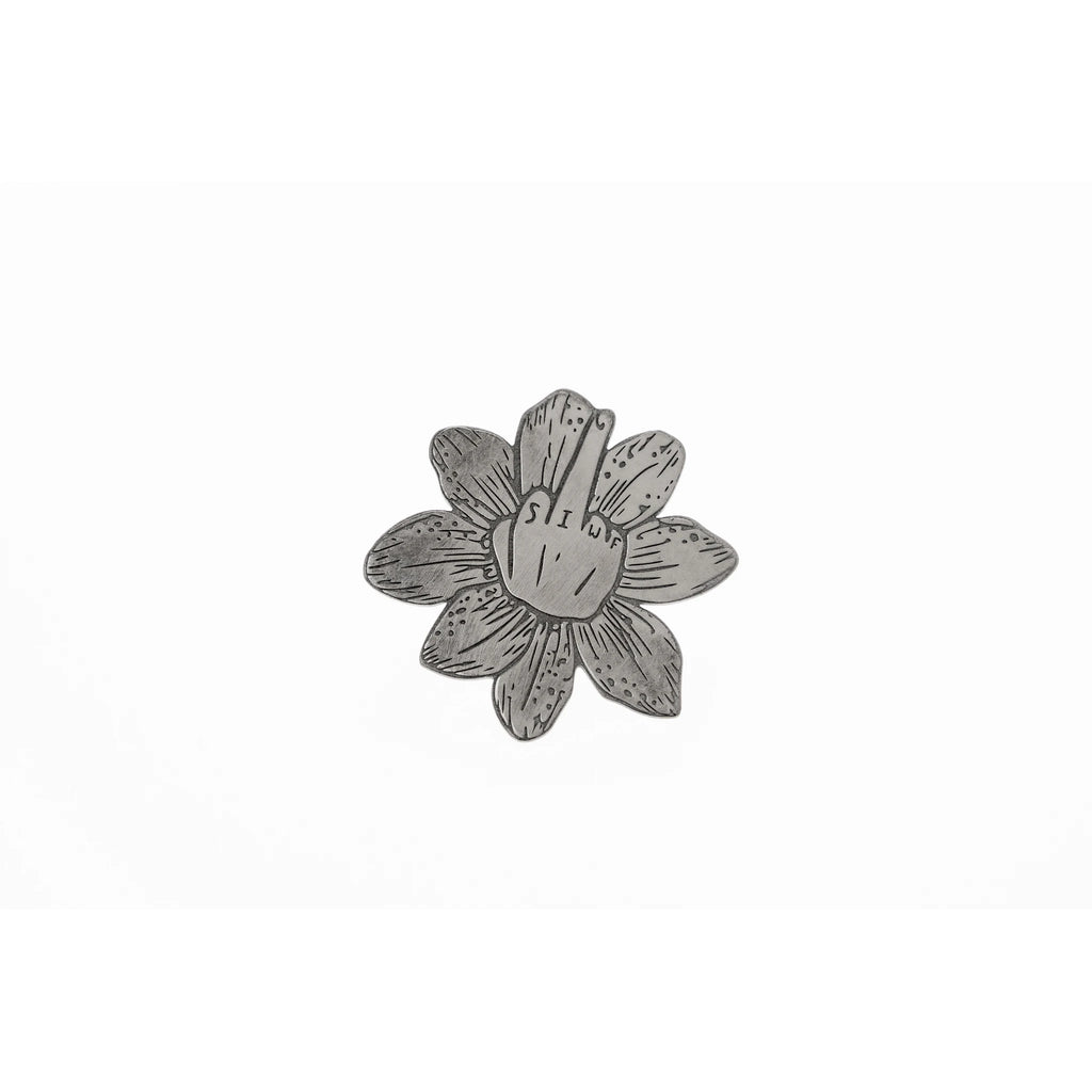 SIWF flower earrings in black rhodium-plated 925 sterling silver