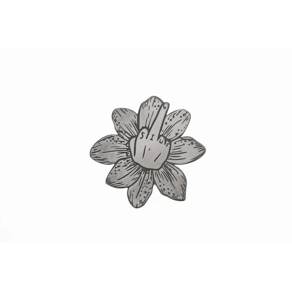 SIWF flower earrings in black rhodium-plated 925 sterling silver