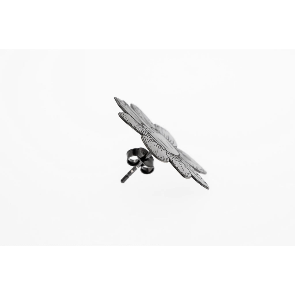 SIWF flower earrings in black rhodium-plated 925 sterling silver