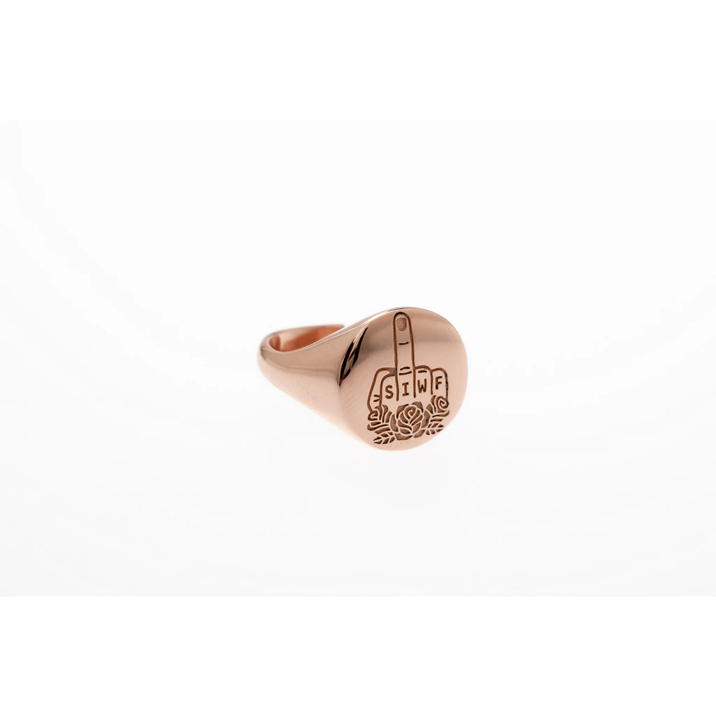 SIWF signet ring in rose gold-plated 925 sterling silver