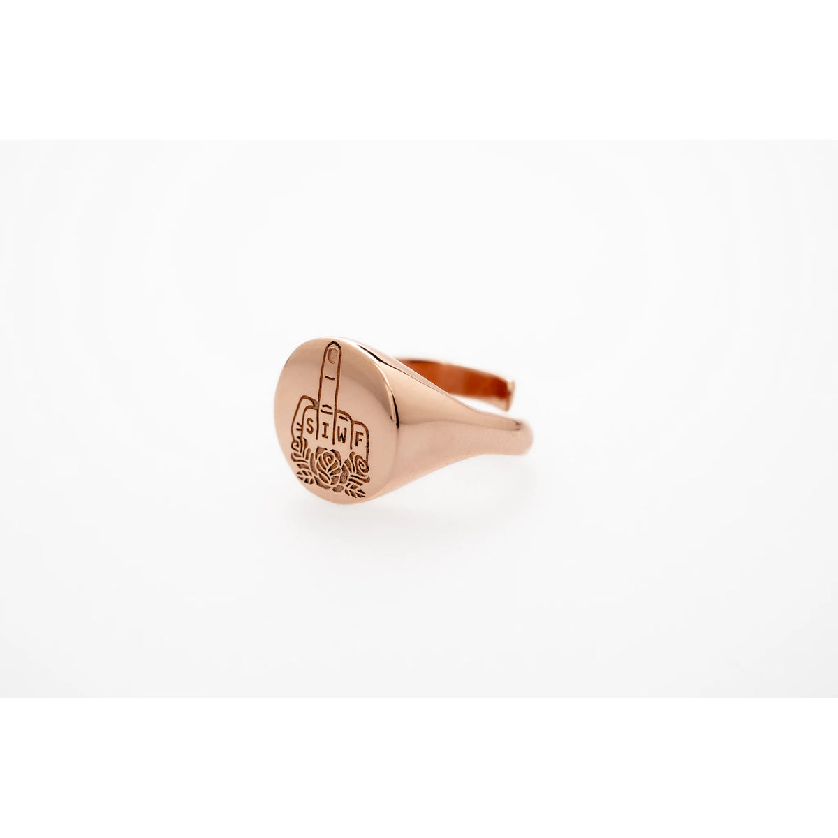 SIWF signet ring in rose gold-plated 925 sterling silver