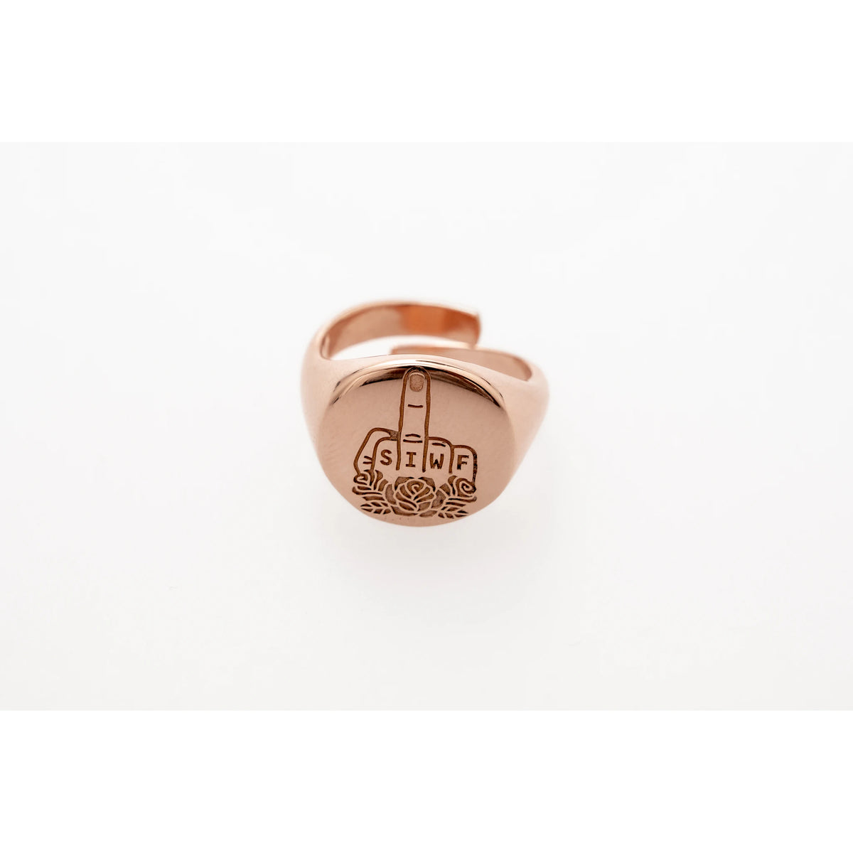 SIWF signet ring in rose gold-plated 925 sterling silver