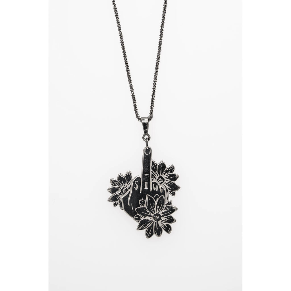 SIWF herringbone necklace in black rhodium-plated 925 sterling silver