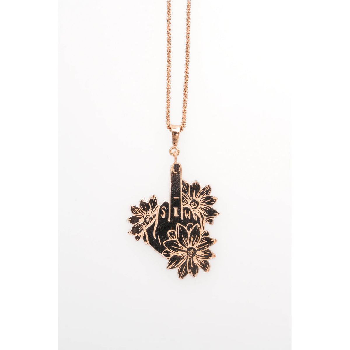 SIWF flower pendant in rose gold-plated 925 sterling silver