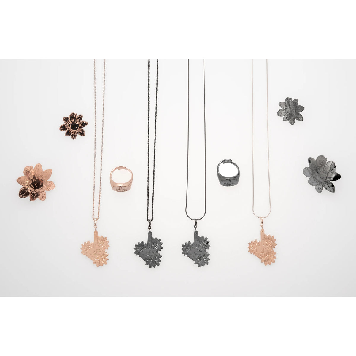 SIWF flower pendant in rose gold-plated 925 sterling silver