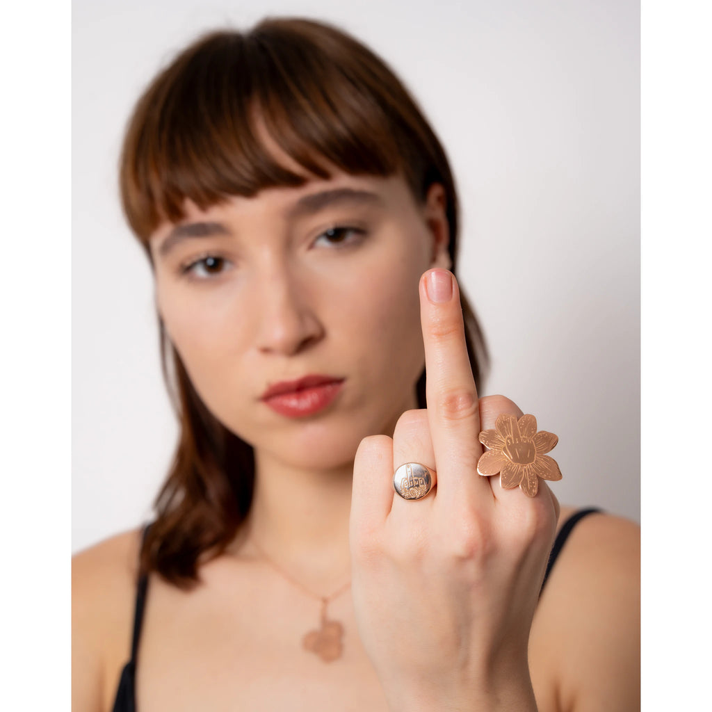 SIWF signet ring in rose gold-plated 925 sterling silver