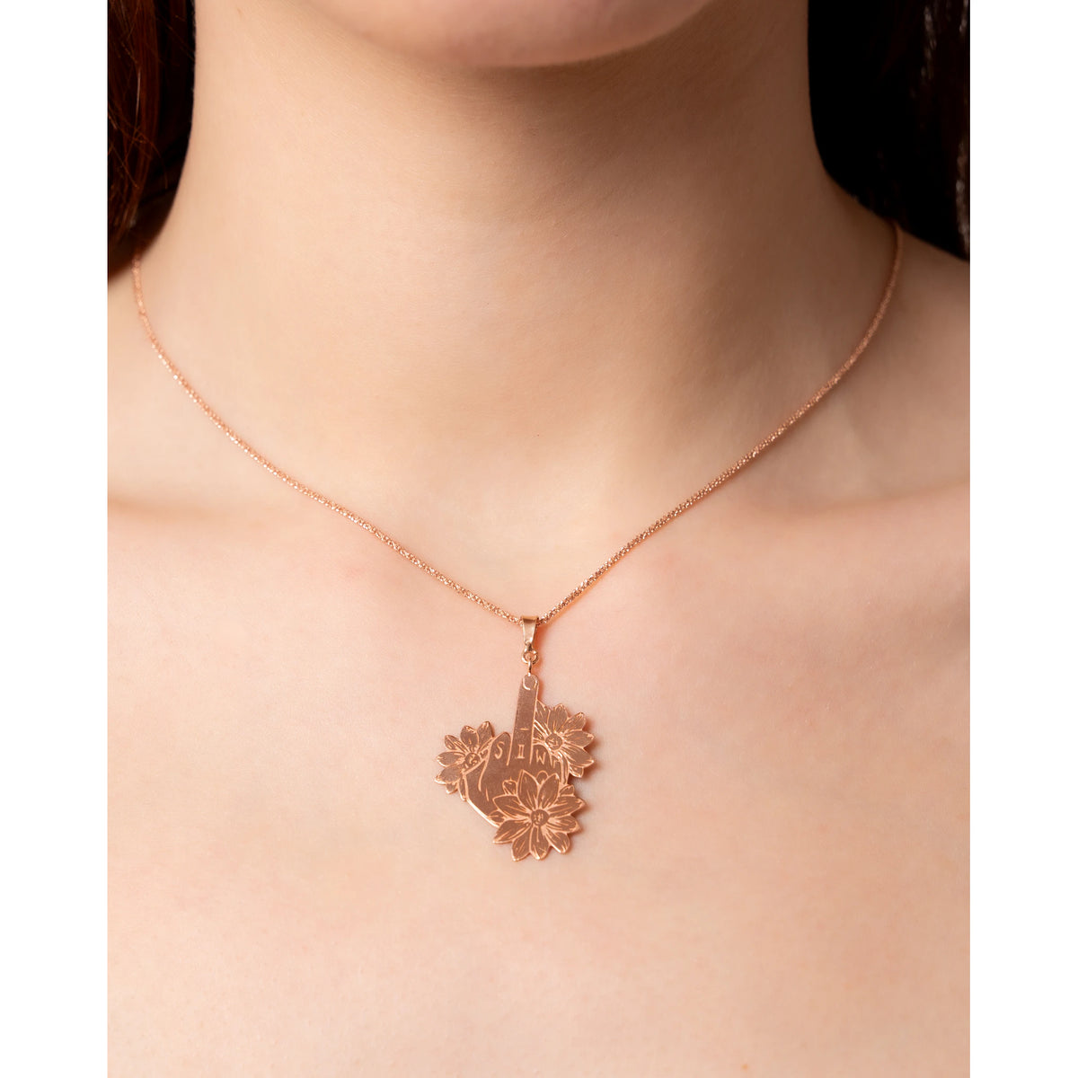 SIWF herringbone necklace in rose gold-plated 925 sterling silver
