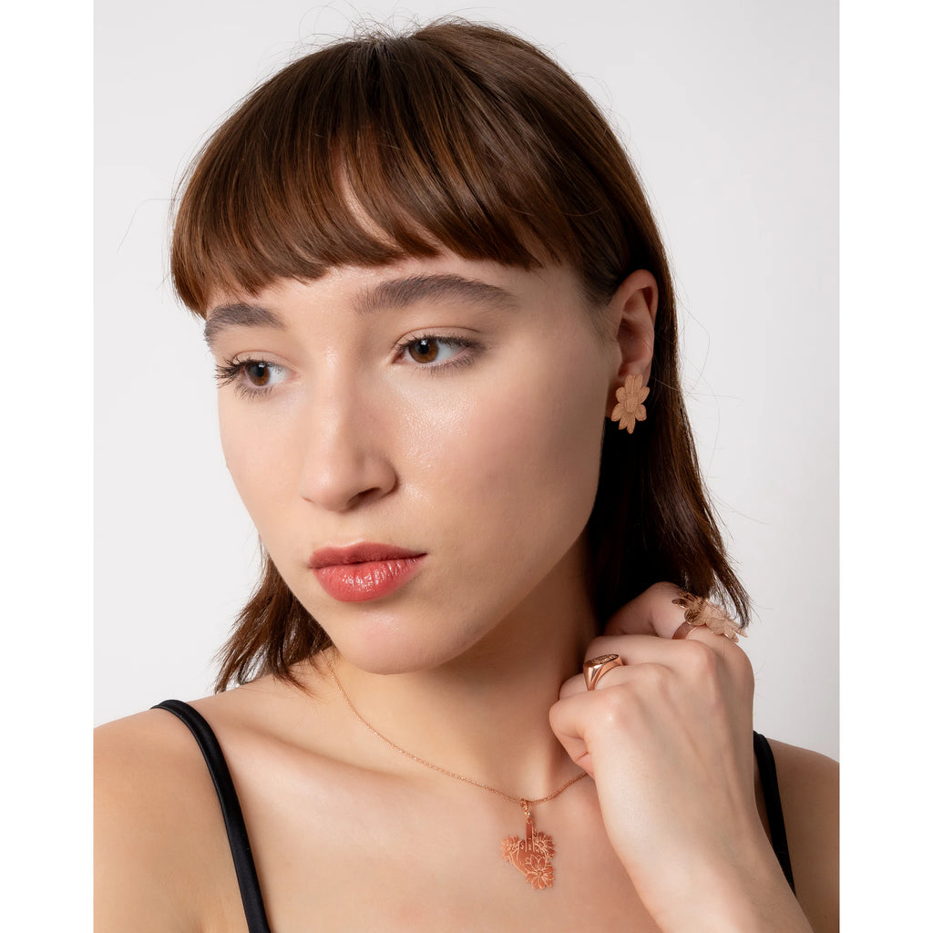 SIWF herringbone necklace in rose gold-plated 925 sterling silver