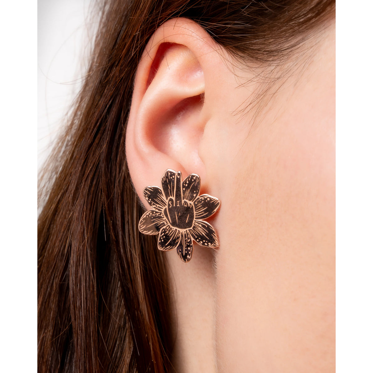 SIWF flower earrings in rose gold-plated 925 sterling silver