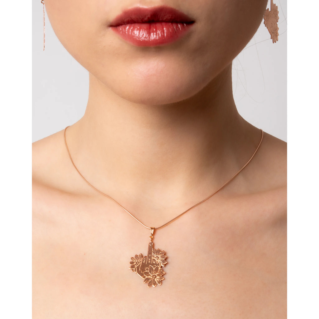 SIWF flower pendant in rose gold-plated 925 sterling silver