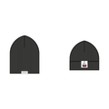 SIWF Unisex 2-Way Beanie in black, worn long and with folded cuff, design sketch