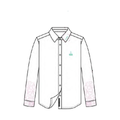 SIWF Men's Embroidered-Sleeve Shirt in white, front view, design sketch