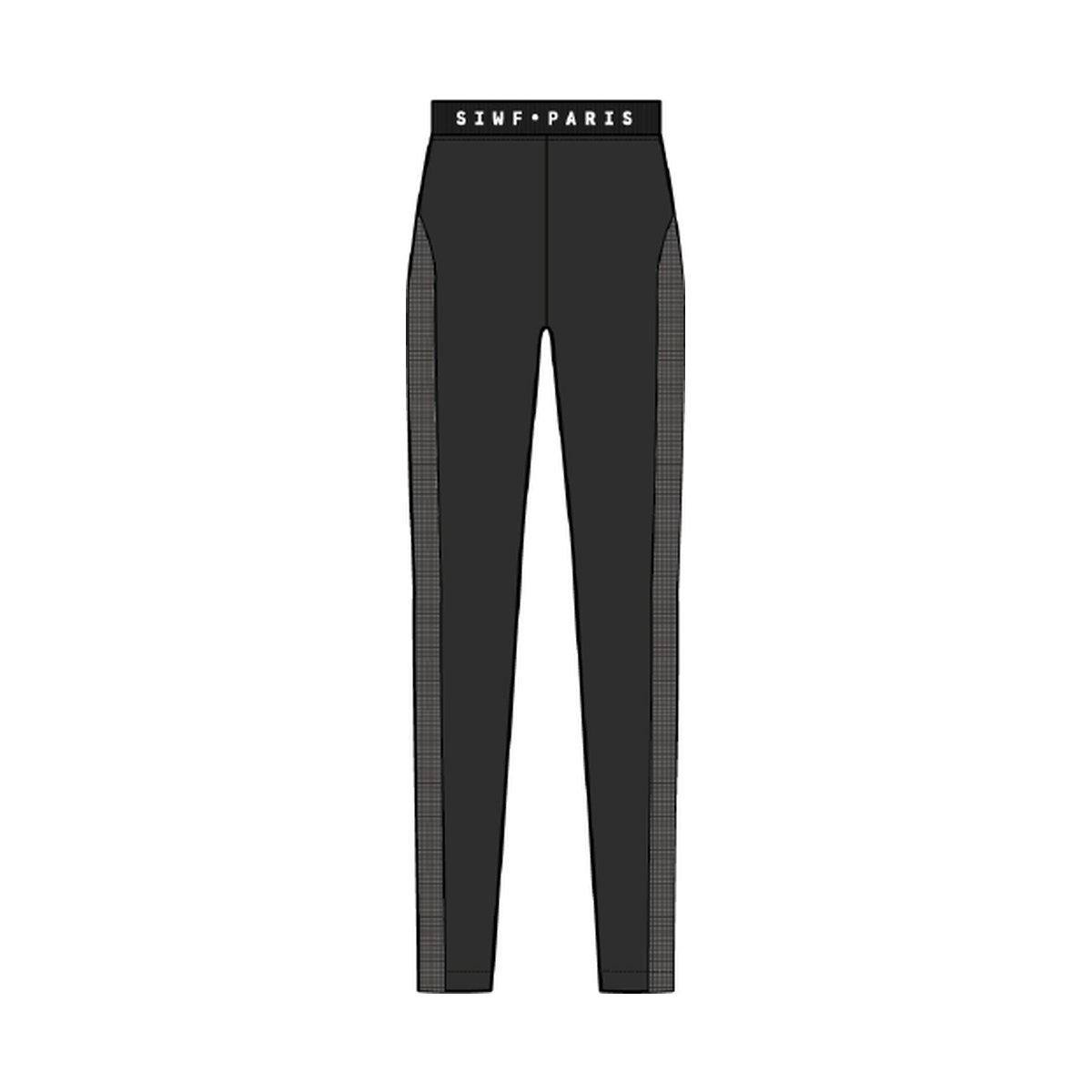 SIWF Women's Pocket Leggings in black, front view, design sketch