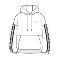 SIWF Unisex Revealed Hoodie in white, front view, design sketch