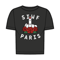 SIWF Women's SIWF Paris T-Shirt in black, front view, design sketch