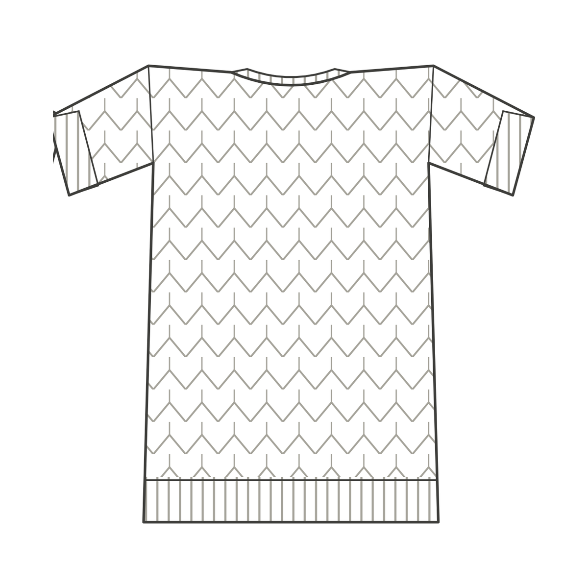 SIWF Unisex Wool-Texture T-Shirt in white, back view, design sketch